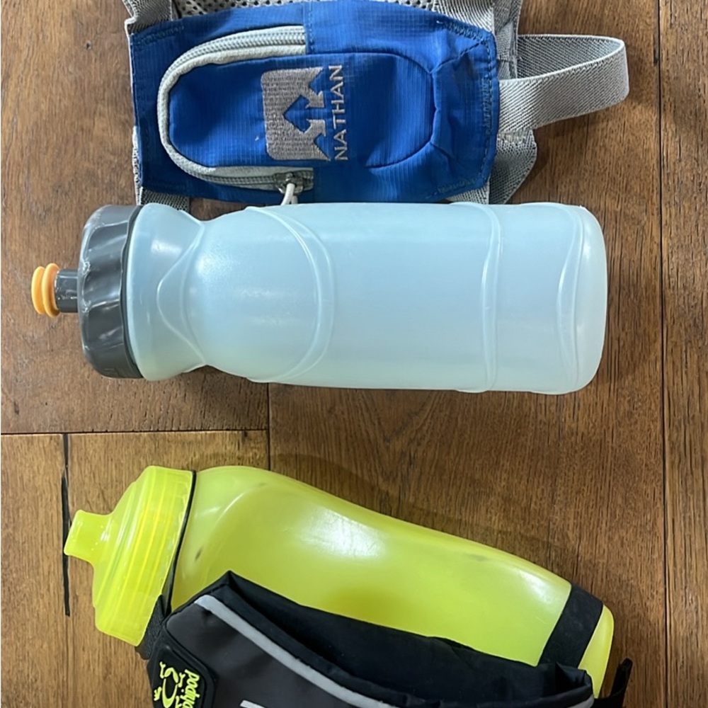 Nathan and Amphipod Blue and Black Hydration Grip with Bottles
